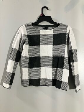 Jones New York Black and White Striped Knit Top